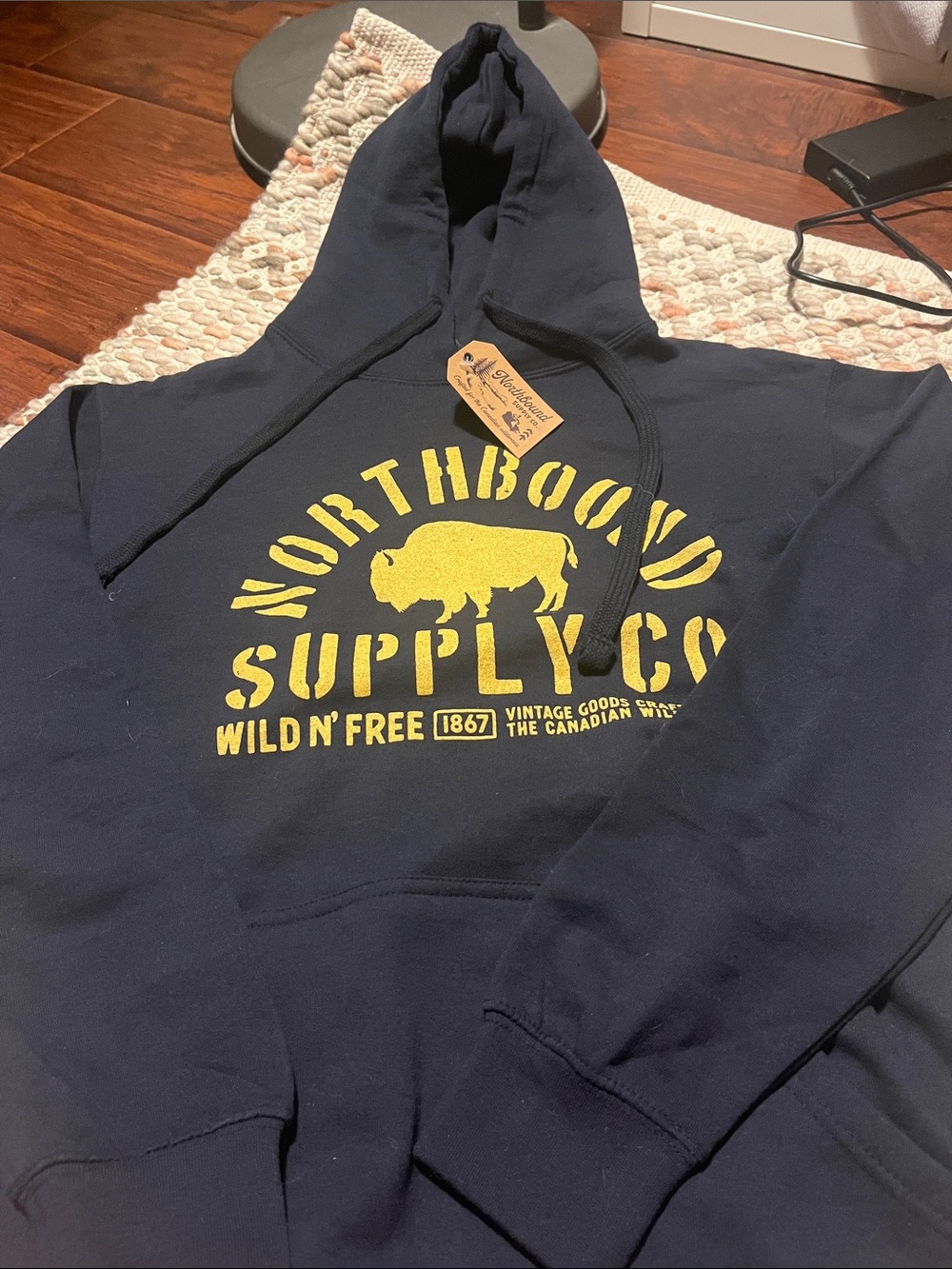 Northbound Supply Co Navy Hoodie with Yellow Logo